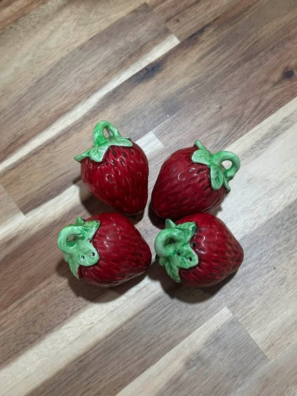 Set of 4 Ceramic Strawberry Salt and Pepper Shakers